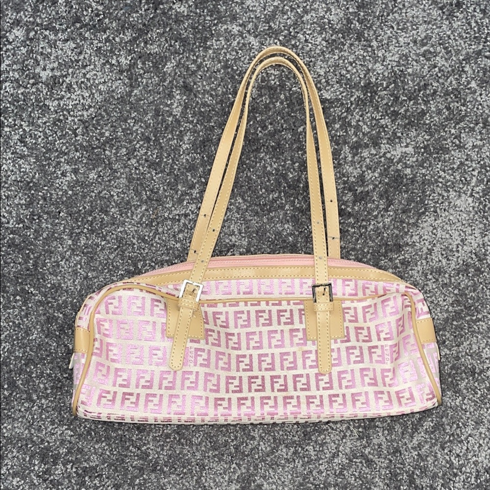 Fendi Pink and Tan Shoulder Bag